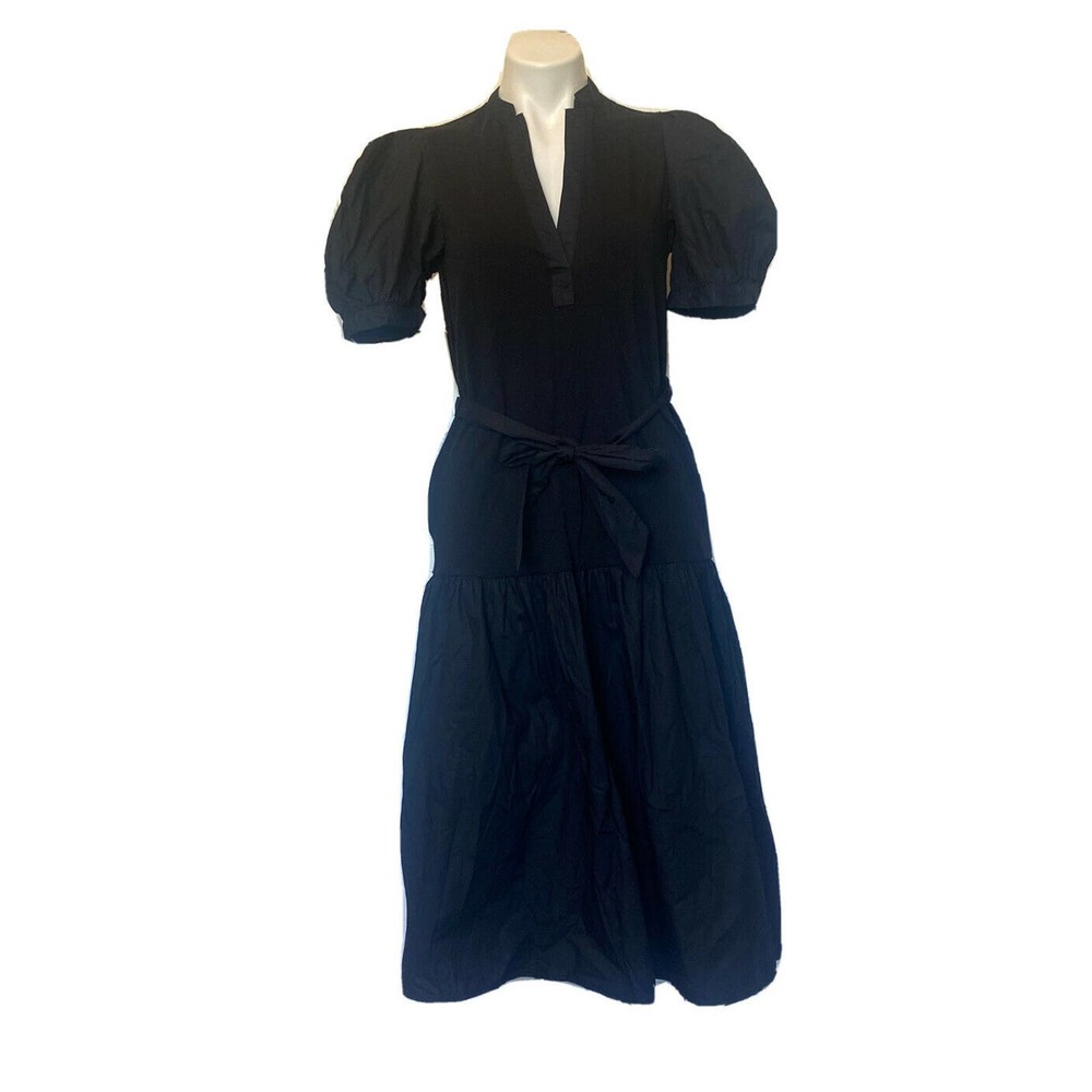 Who What Wear Black Puff Sleeve Layered Peasant Size Medium Dress